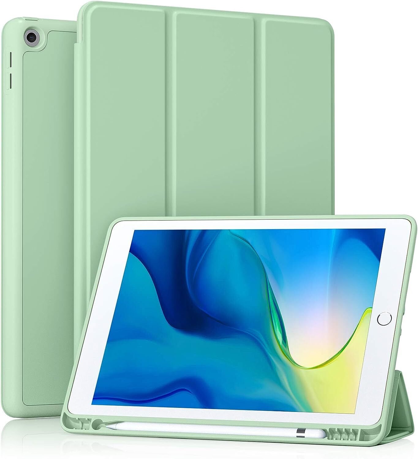 Funda para iPad de 9ª, 8ª y 7ª generación de 10.2 pulgadas con soporte para lápices Verde